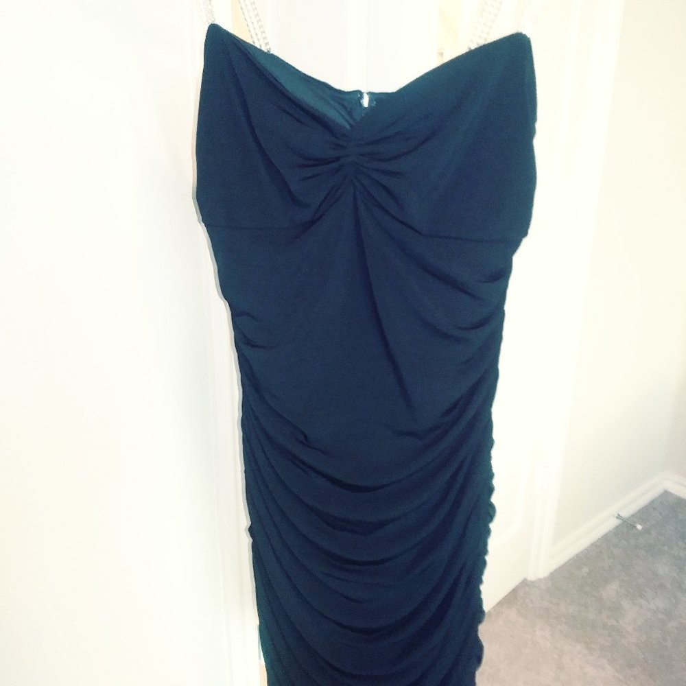 Moda International Black rhinestone strap dress. Size M.